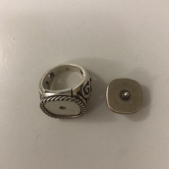 Brighton Ring Square Crystal Multi Crystals Filigree Silver Plated Removable - Picture 7 of 7